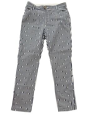 Anthropologie The Essential Skim Navy and White Striped Cotton Pants Size 4
